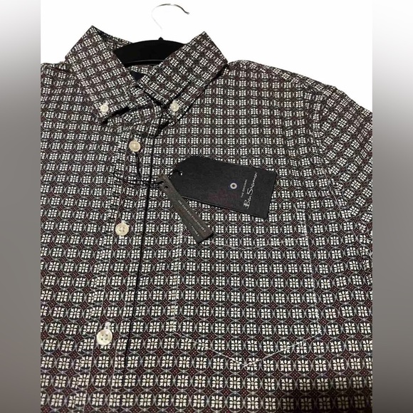 I Ben Sherman Small Dress Shirt Mens Geometric Spotted Short Sleeve Button Up - Picture 2 of 4